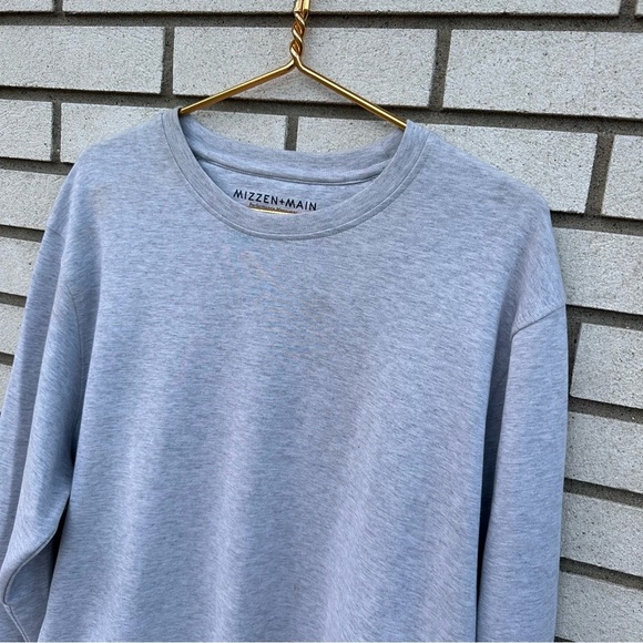MIZZEN+MAIN Men's Light Gray Heather Fairway Crewneck Sweater Cotton Modal - Picture 2 of 8